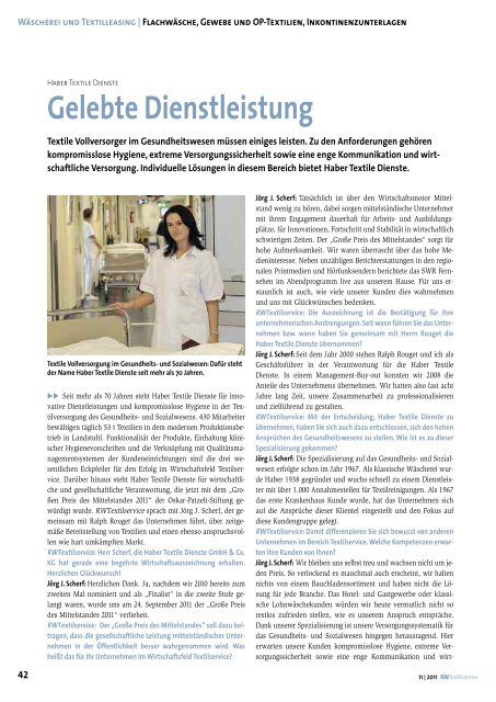 Gelebte Dienstleistung - bei der haber Textile Dienste GmbH & Co.KG