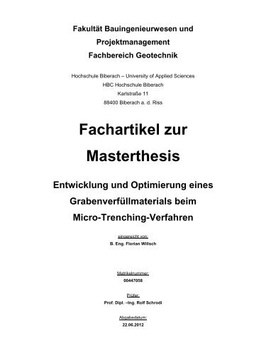 Fachartikel zur Masterthesis - Henke und Partner GmbH