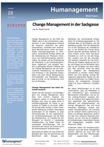 Change Management in der Sackgasse - Humanagement