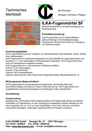 ILKA-Fugenmörtel SF - ILKA-Chemie GmbH
