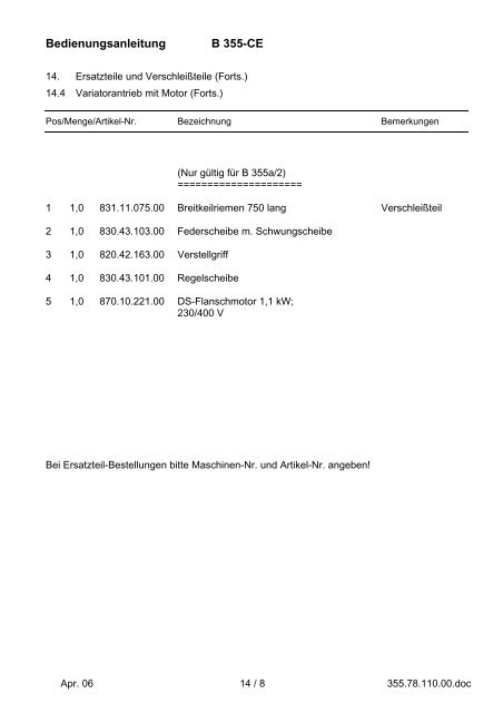 B 355-CE - Hunger Maschinen GmbH I Kaufering