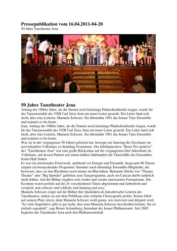 Pressepublikation vom 16.04.2011-04-20 50 Jahre Tanztheater Jena