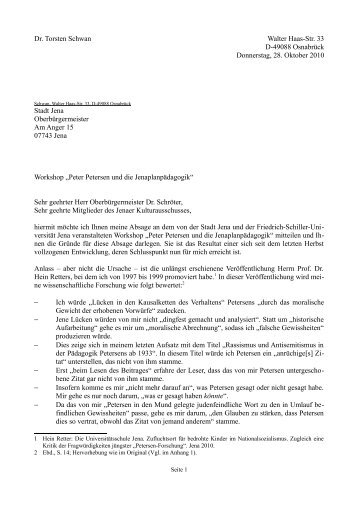 Brief von T. Schwan an den Oberbürgermeister (PDF, 156.3 KB) - Jena