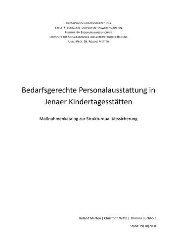 Bedarfsgerechte Personalausstattung in Jenaer Kindertagesstätten