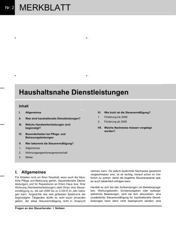 Haushaltsnahe Dienstleistungen