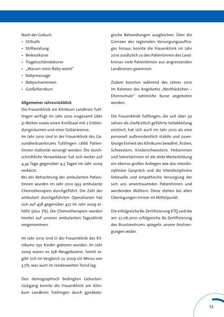 Geschäftsbericht 2010 zum Download - Klinikum Landkreis Tuttlingen