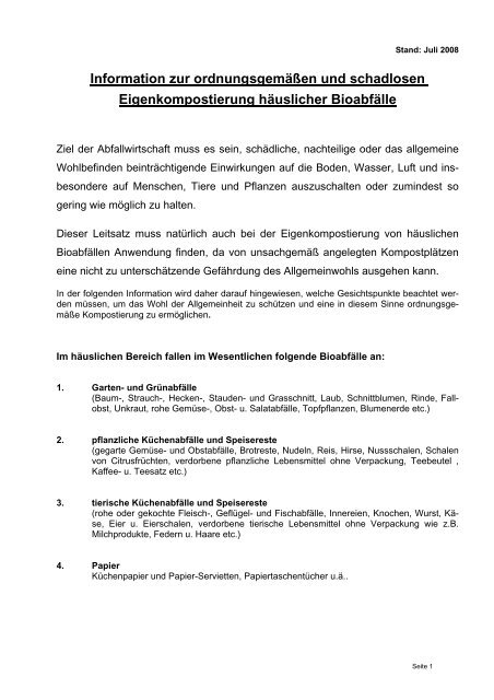 Information Zur Ordnungsgemassen Und Schadlosen