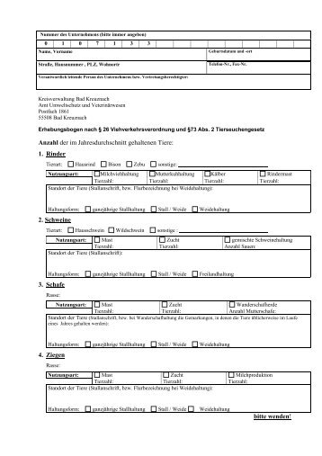 Erhebungsbogen für Viehbestände allgemein - Landkreis Bad ...