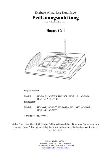 Happy Call Anleitung - LEE Tech