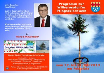 Programm zur Wilhermsdorfer Pfingstkirchweih vom 17. bis 21. Mai ...