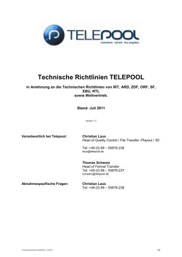 Technische Richtlinien TP für BCE - Telepool