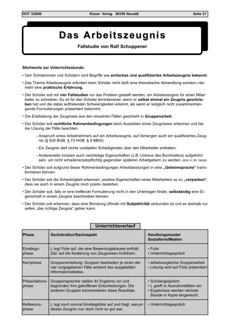 Das Arbeitszeugnis Das Arbeitszeugnis