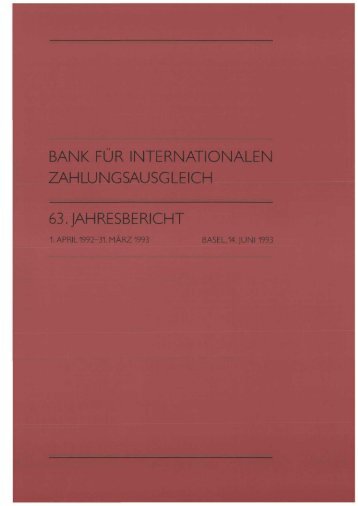 63. Jahresbericht der BIZ - 1993 - Bank for International Settlements