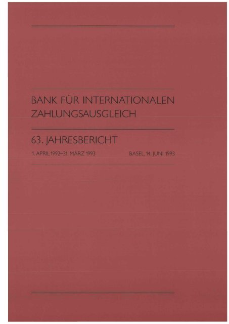 63. Jahresbericht der BIZ - 1993 - Bank for International Settlements