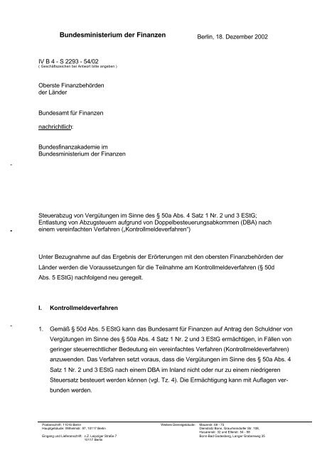 Erlass des Bundesministeriums der Finanzen vom 18. Dezember 2002