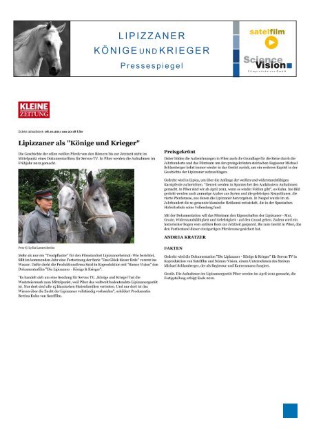 Lipizzaner - Könige und Krieger Pressespiegel.ai - ScienceVision