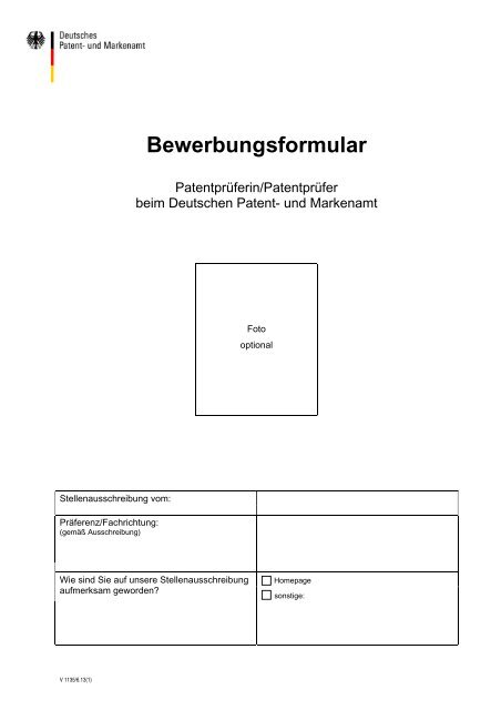 Bewerbungsformular - DPMA