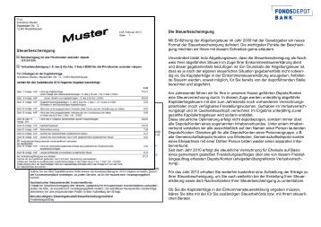 Die neue Jahressteuerbescheinigung - Fondsdepot Bank