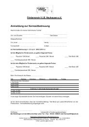 Anmeldung und Preise für die Kernzeitbetreuung Schuljahr 2012/13