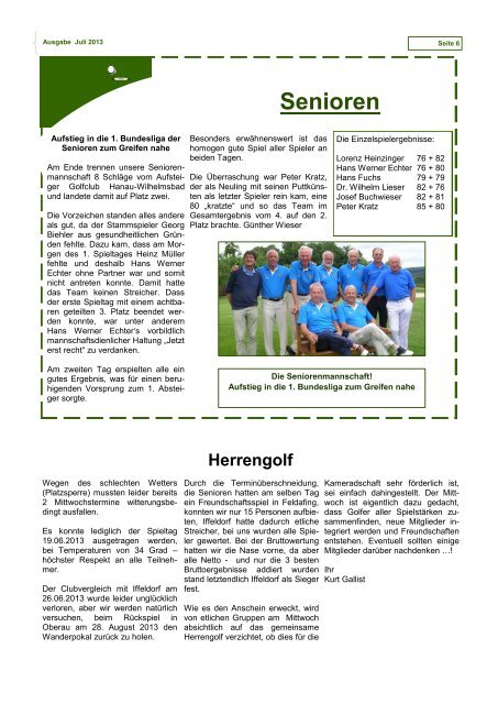 Infozeitschrift Juli 2013 - Golfclub Garmisch-Partenkirchen