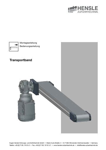 Transportband - Eugen Hensle Ordnungs- und Zuführtechnik GmbH
