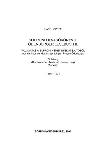 Soproni Olvasókönyv II. Cikkgyűjtemény 1856–1921. A helyi