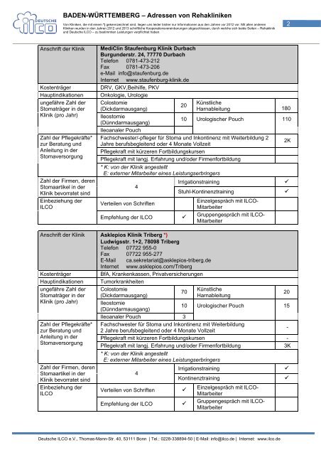 BADEN-WÜRTTEMBERG – Adressen von ... - Deutsche Ilco