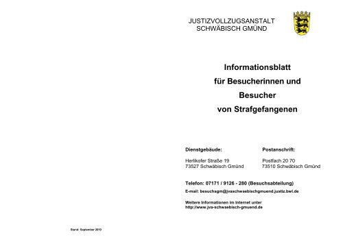 Informationsblatt für Besucher von Strafgefangenen