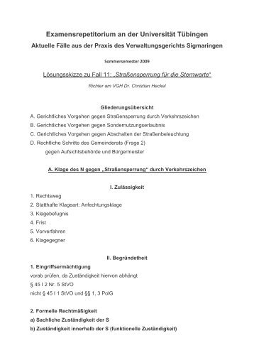 Examensrepetitorium an der Universität Tübingen