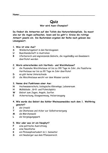 Quiz zum Naturerlebnispfad