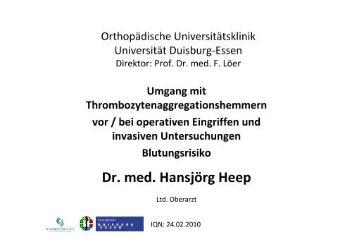 Blutungsrisiko unter Thrombozytenaggregationshemmern