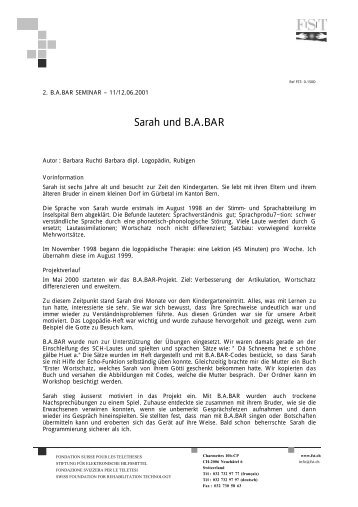 B.A.Bar in der Fruehfoerderung - ein Bericht ueber Sarah - FST