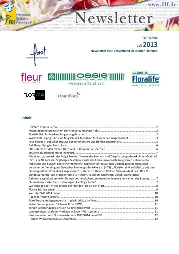 Newsletter - Fachverband Deutscher Floristen eV Bundesverband
