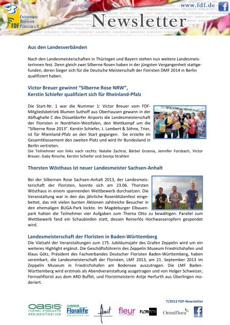 Newsletter - Fachverband Deutscher Floristen eV Bundesverband