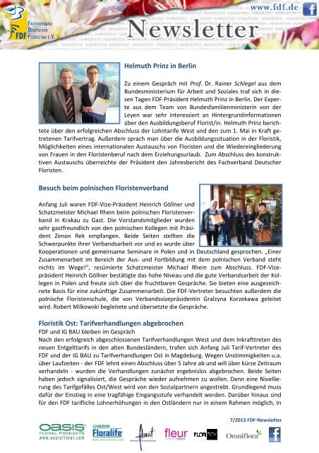 Newsletter - Fachverband Deutscher Floristen eV Bundesverband