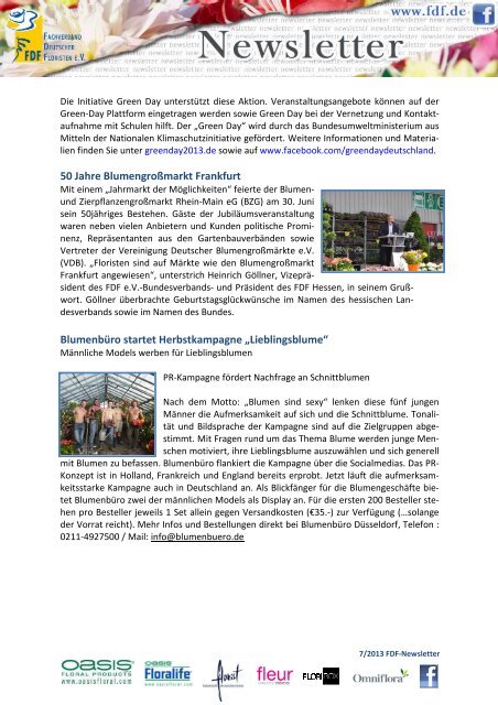 Newsletter - Fachverband Deutscher Floristen eV Bundesverband