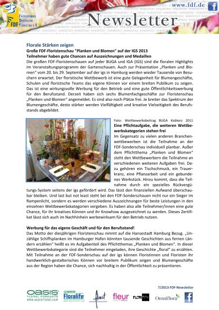 Newsletter - Fachverband Deutscher Floristen eV Bundesverband