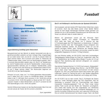 März 2013 Fussball - Mainzer Turnverein von 1817