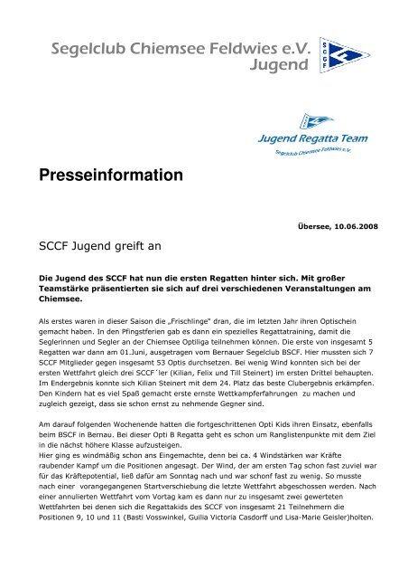 SCCF Jugend greift an