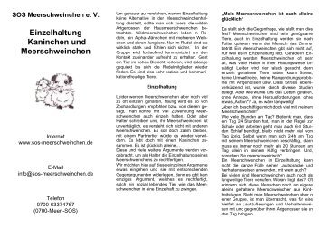 SOS Meerschweinchen e. V. Einzelhaltung Kaninchen und ...