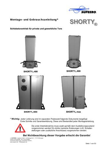 Montage- und Gebrauchsanleitung* Bei Nichtbeachtung ... - supeero