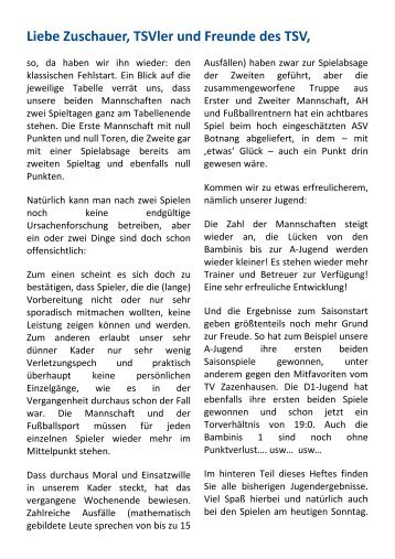 Saison 2012/2013 Ausgabe 2 vom 30.09.2012 - TSV Steinhaldenfeld