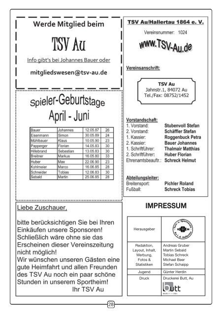 Zeitung vom 28.04.2013 - TSV Au id Hallertau