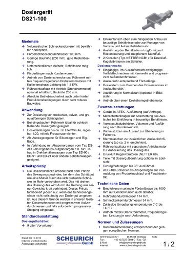 Dosierschnecke DS21-100 - Scheurich GmbH