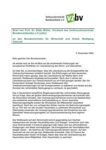 Brief von Prof. Dr. Edda Müller, Vorstand des ... - vzbv