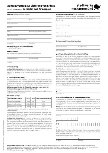 Vertrag: neckartal GAS fix 2014/4a - Stadtwerke Neckargemünd