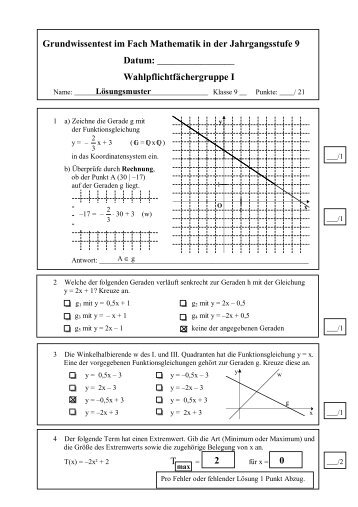 Jahrgangsstufe 9 - Wpfg. I - Lösungsmuster - ISB