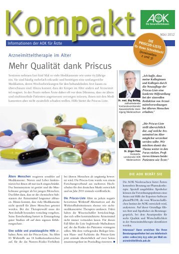 Priscus-Liste für den Schreibtisch - AOK-Gesundheitspartner