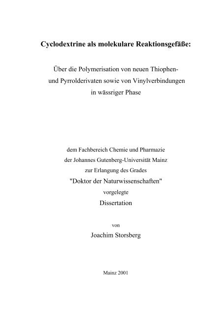 Cyclodextrine als molekulare Reaktionsgefäße - ArchiMeD ...