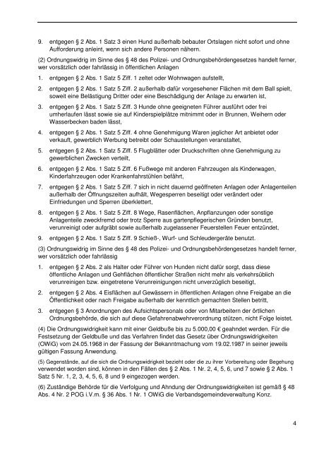 Gefahrenabwehrverordnung der VG Konz - Verbandsgemeinde Konz